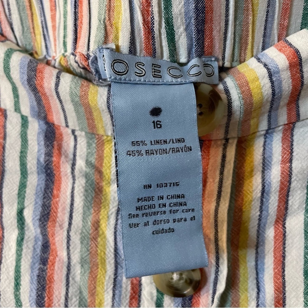 Prosecco Linen blend Striped Button-Front Skirt size 16 - Picture 5 of 8